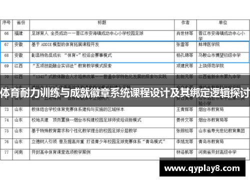 体育耐力训练与成就徽章系统课程设计及其绑定逻辑探讨